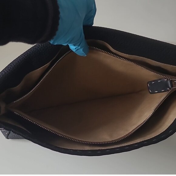 FENDI Black Leather Messenger Bag - Picture 12 of 16